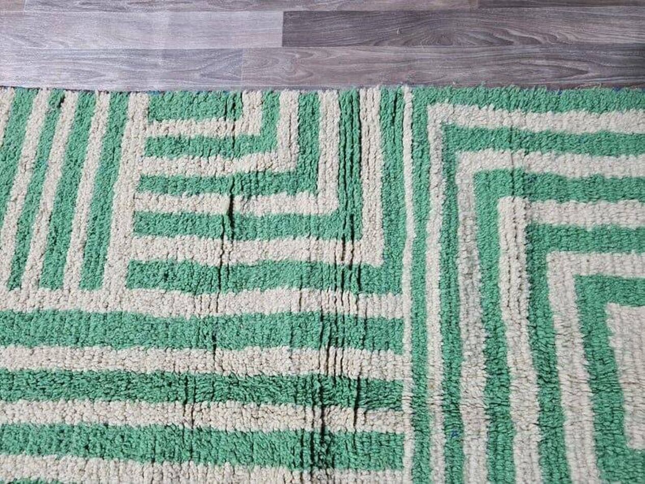 Ręcznie tkany dywan 140x260 cm, wełna, zielony, Maroko - 203201