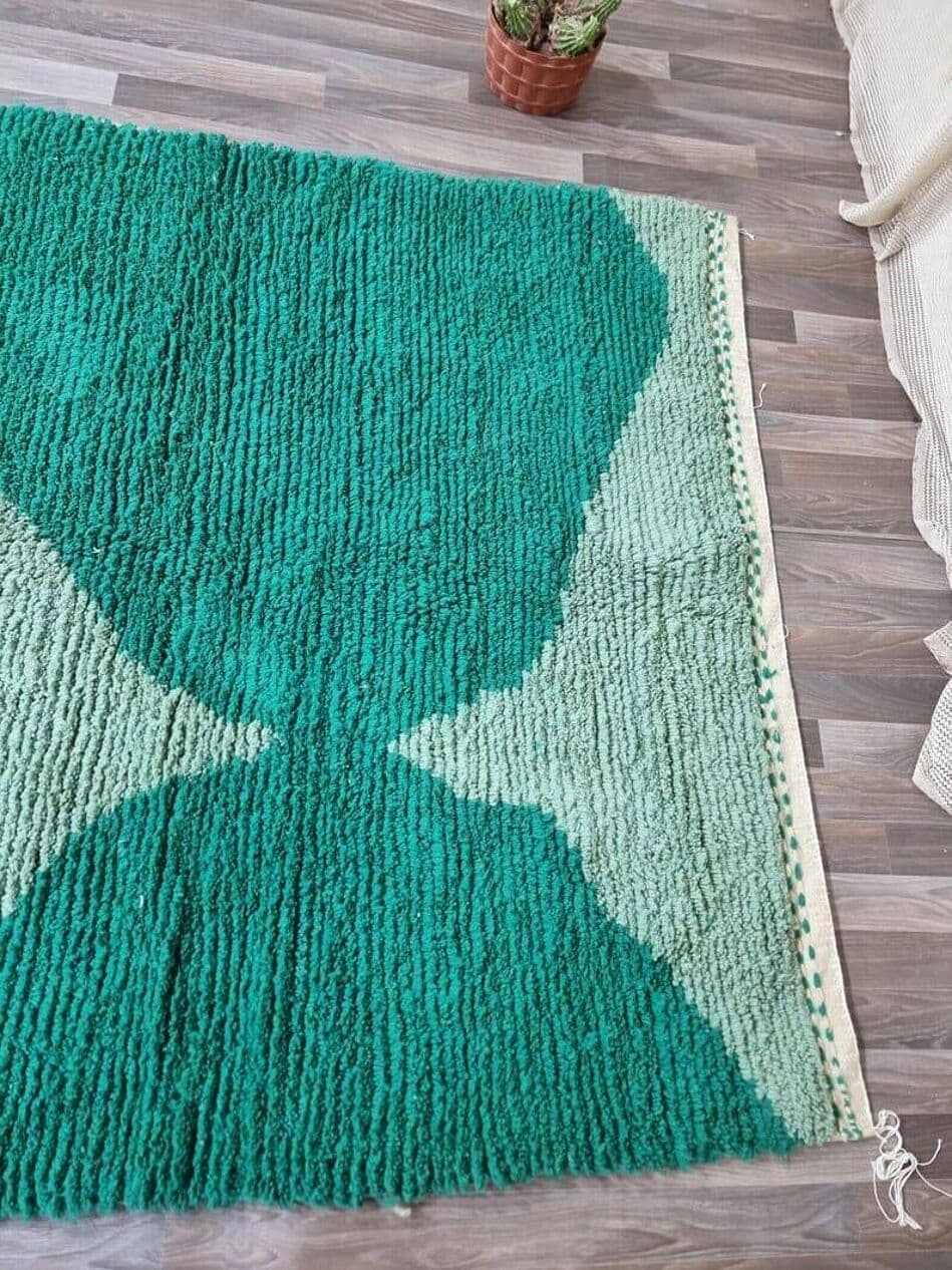 Ręcznie tkany dywan 100x200 cm, wełna, zielony, Maroko - 205720