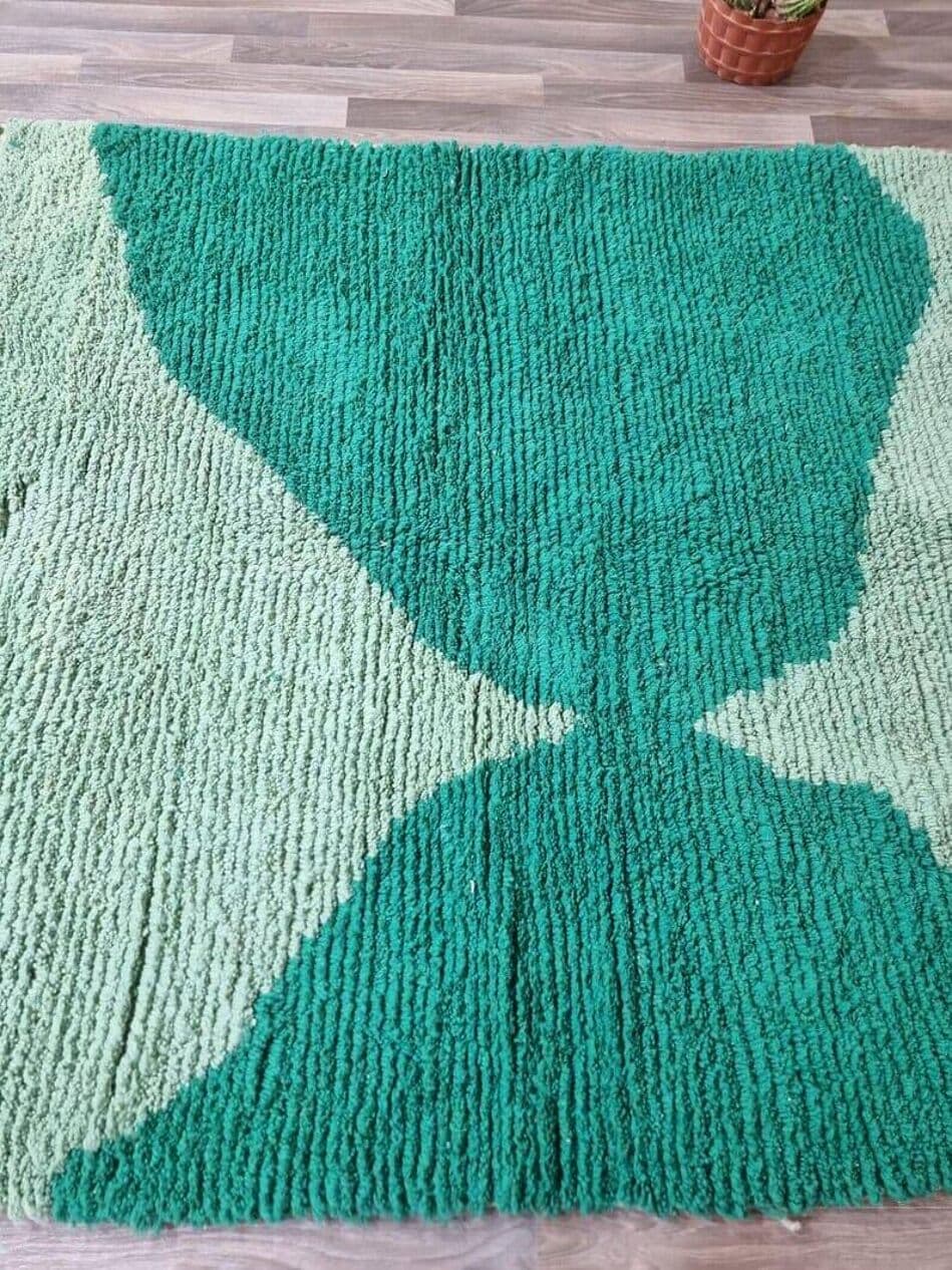 Ręcznie tkany dywan 140x260 cm, wełna, zielony, Maroko - 205707