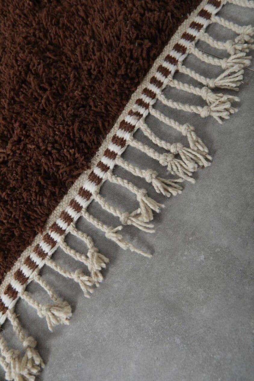 Ręcznie tkany dywan 140x260 cm, wełna, kremowy, brązowy, Maroko - 205696