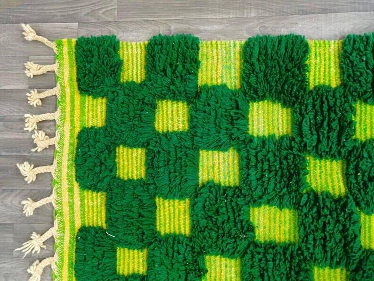 Ręcznie tkany dywan 150x250 cm, wełna, zielony, Maroko - 205645