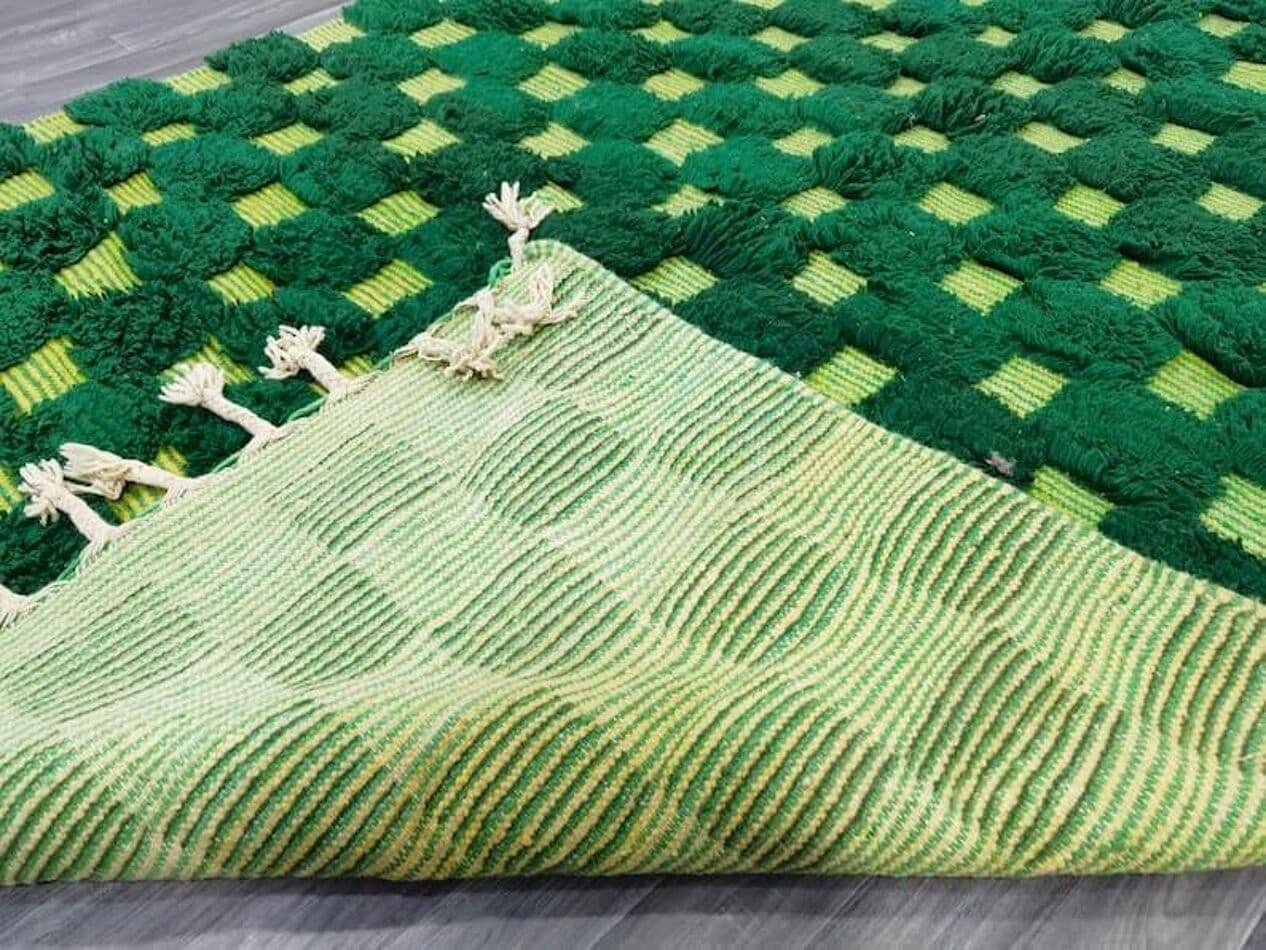 Ręcznie tkany dywan 150x250 cm, wełna, zielony, Maroko - 205646