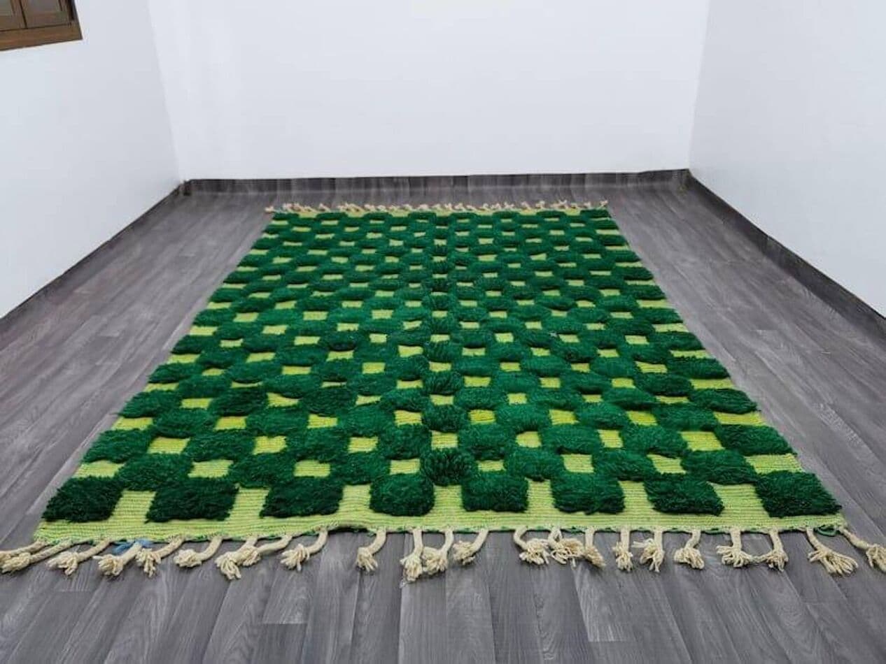 Ręcznie tkany dywan 150x250 cm, wełna, zielony, Maroko - 205644