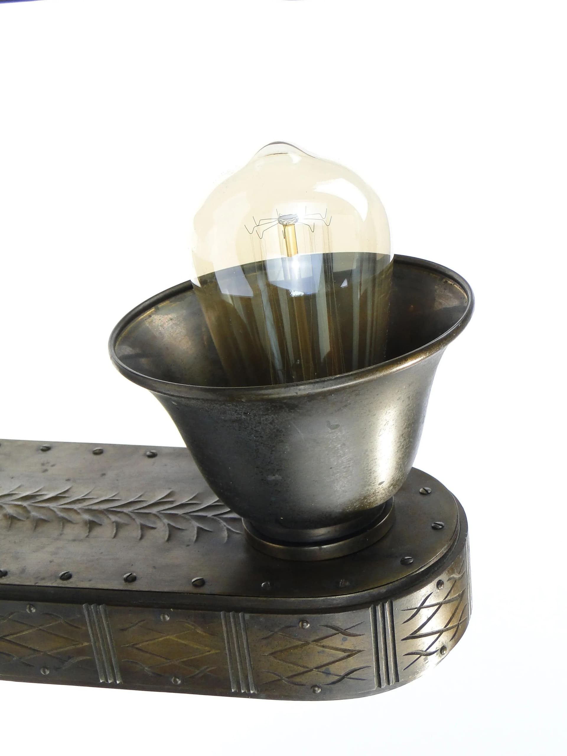 Pair of wall sconces Art Deco, brown, brass, Austria, 1920s - 14308