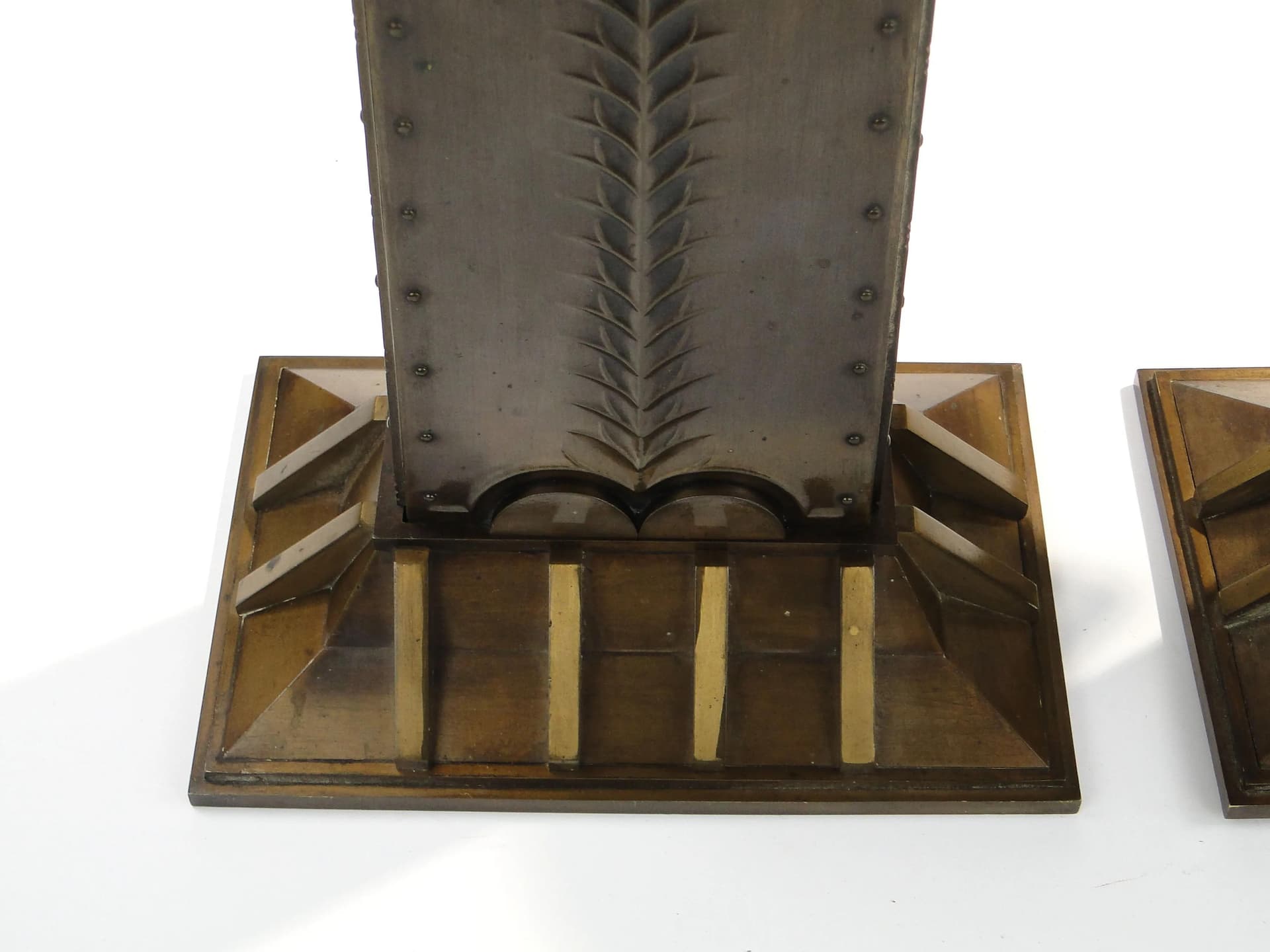 Pair of wall sconces Art Deco, brown, brass, Austria, 1920s - 14302