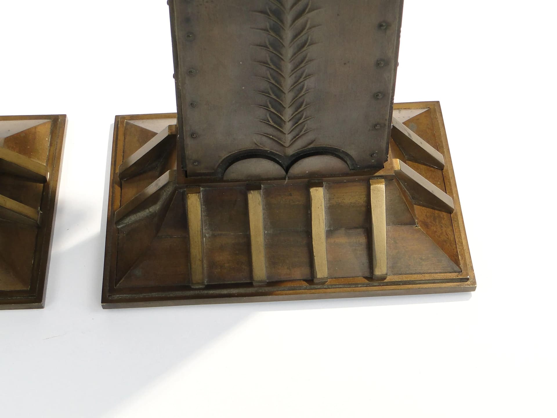 Pair of wall sconces Art Deco, brown, brass, Austria, 1920s - 14303