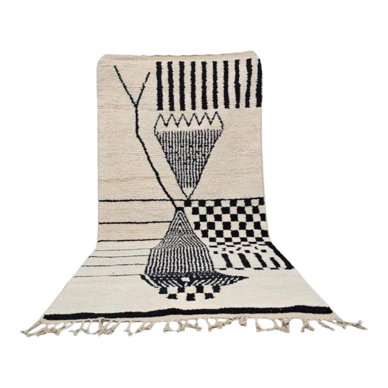 Ręcznie tkany dywan 150x250 cm, wełna, czarny, biały, Maroko