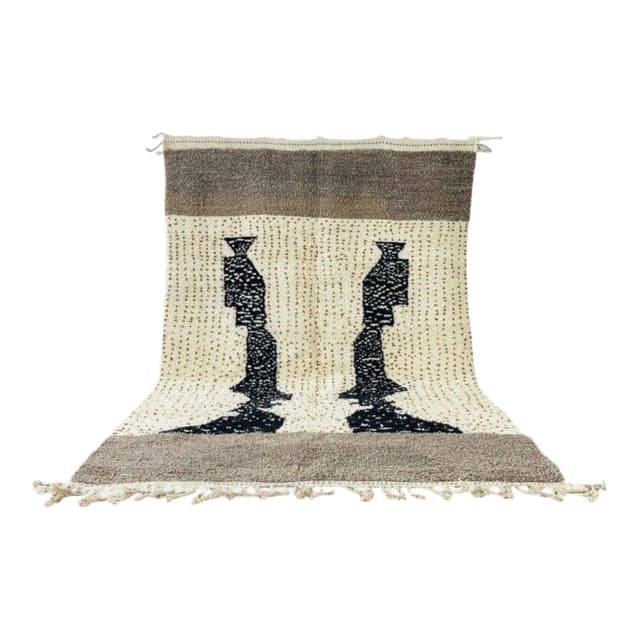 Ręcznie tkany dywan 150x250 cm, wełna, kremowy, czarny, brązowy, Maroko - WYMIARY