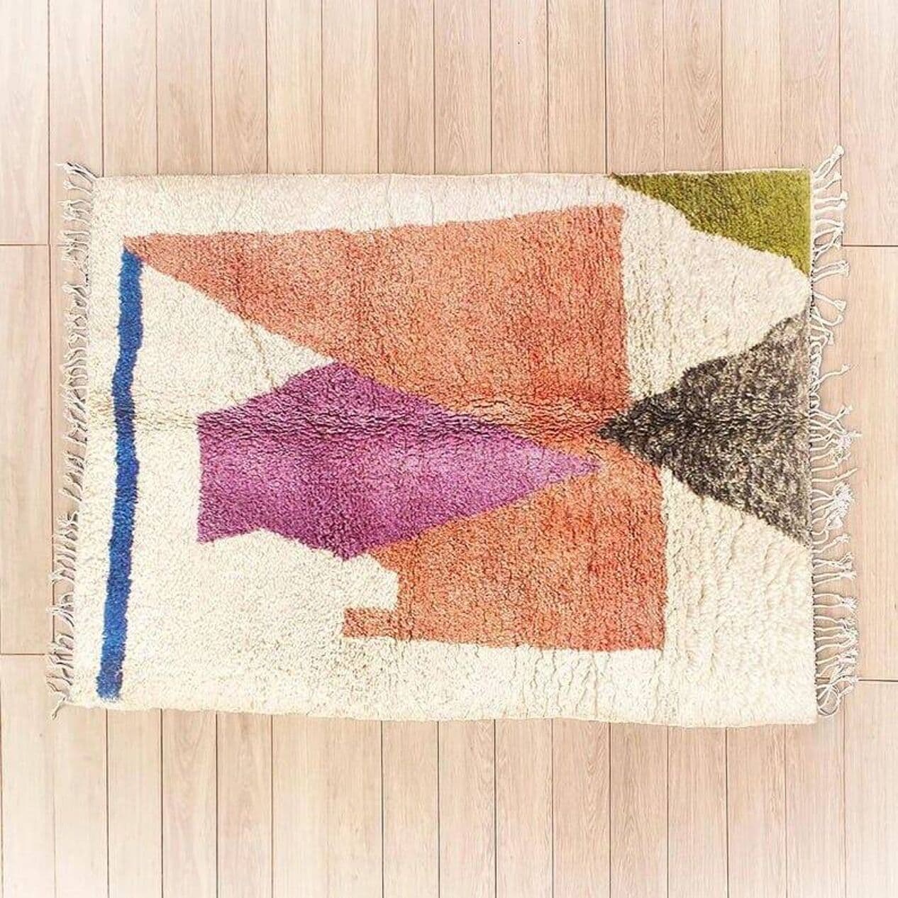 Ręcznie tkany dywan 150x250 cm, wełna, multikolor, Maroko - 205565