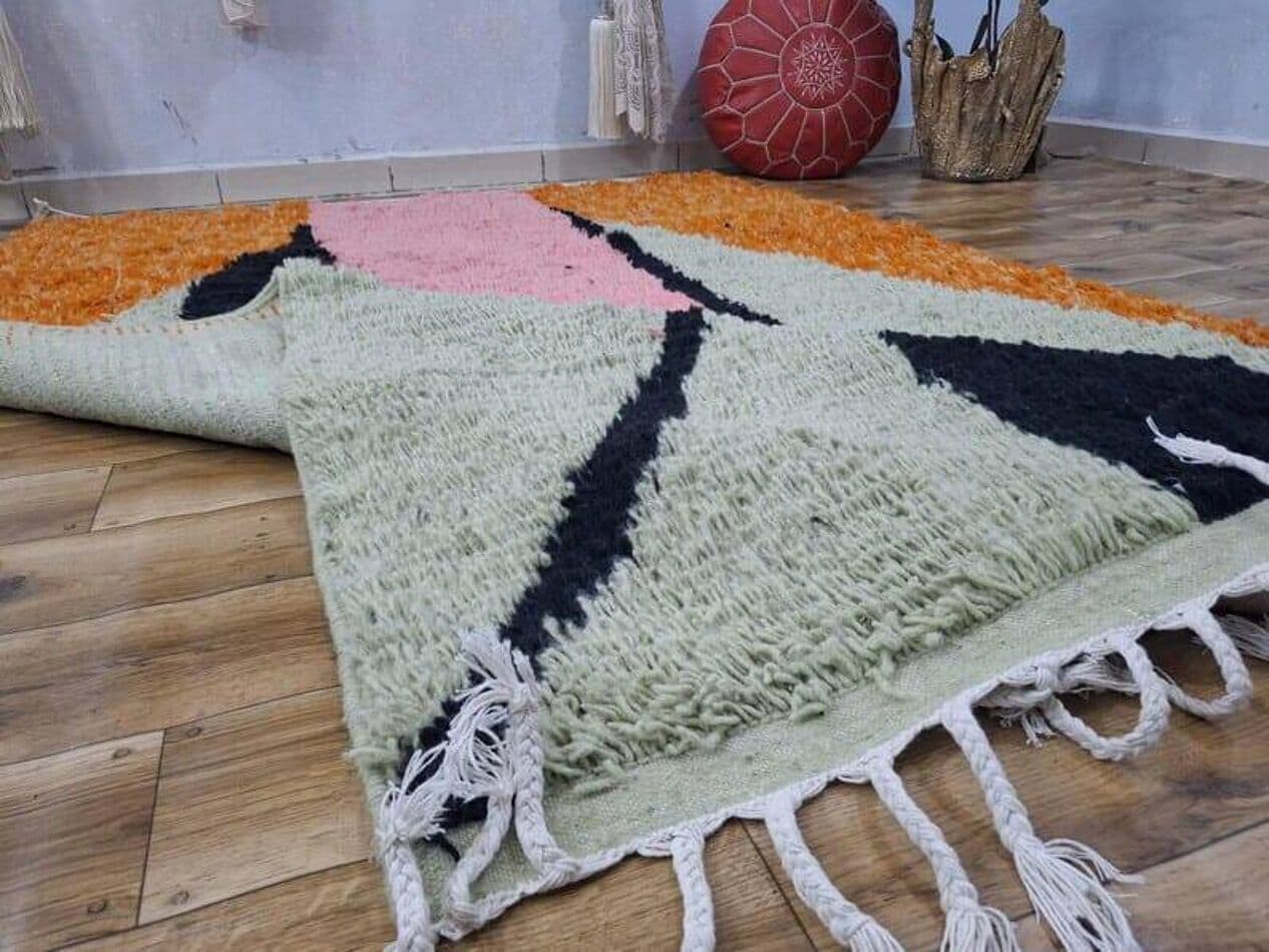 Ręcznie tkany dywan 100x200 cm, wełna, multikolor, Maroko - 205554