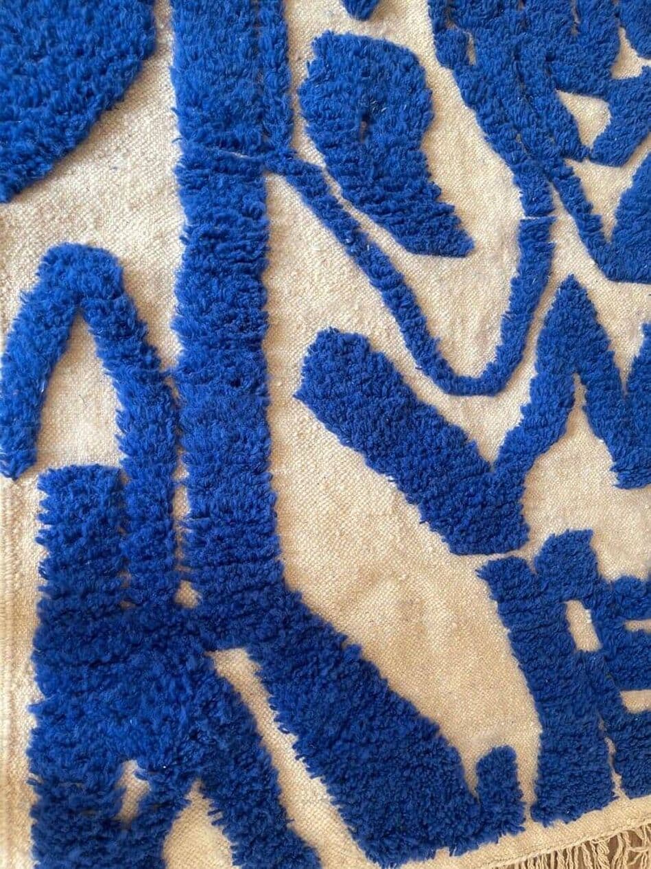 Ręcznie tkany dywan 140x260 cm, wełna, niebieski, Maroko - 205476