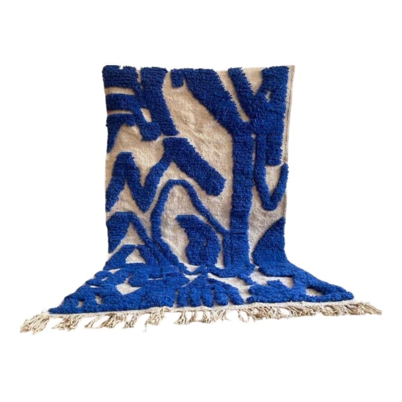 Ręcznie tkany dywan 140x260 cm, wełna, niebieski, Maroko