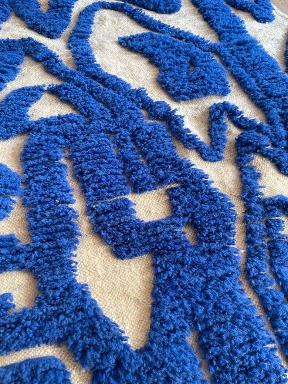 Ręcznie tkany dywan 140x260 cm, wełna, niebieski, Maroko - 205477