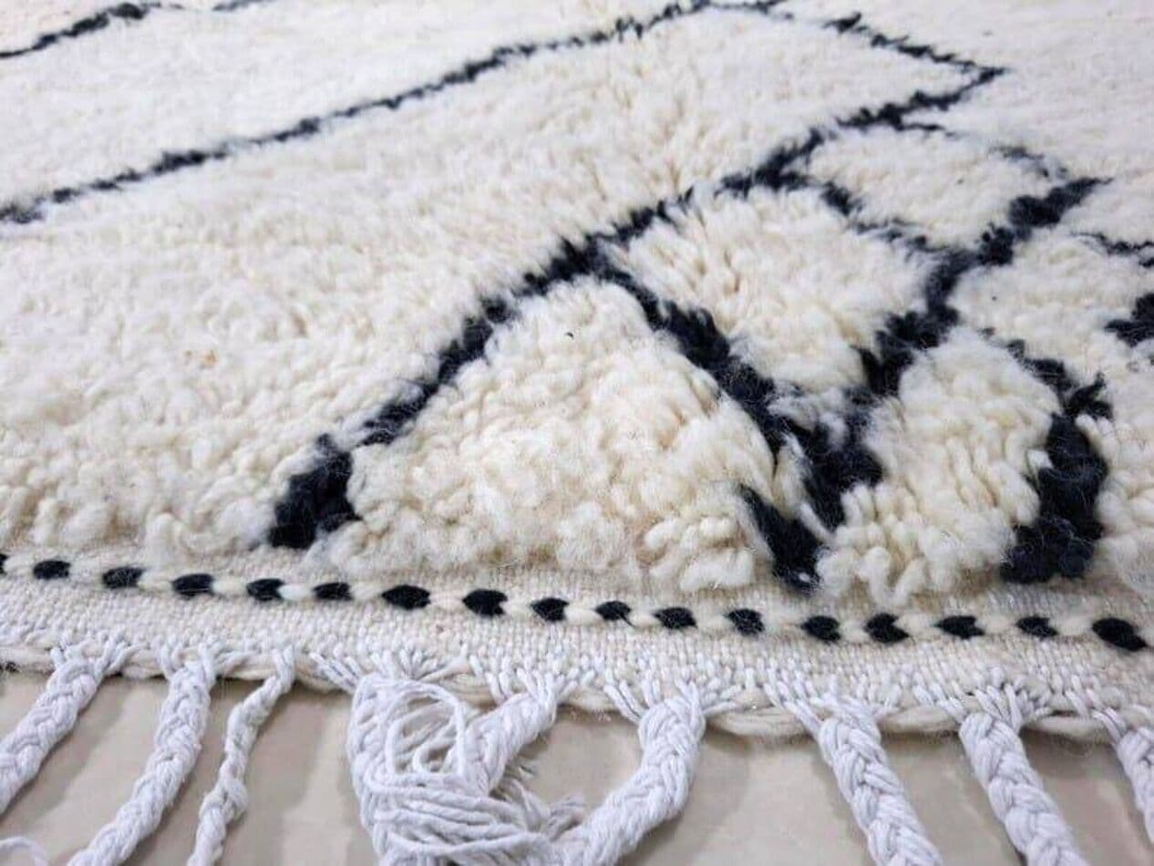 Ręcznie tkany dywan 160x240 cm, wełna, biały, Maroko - 205464