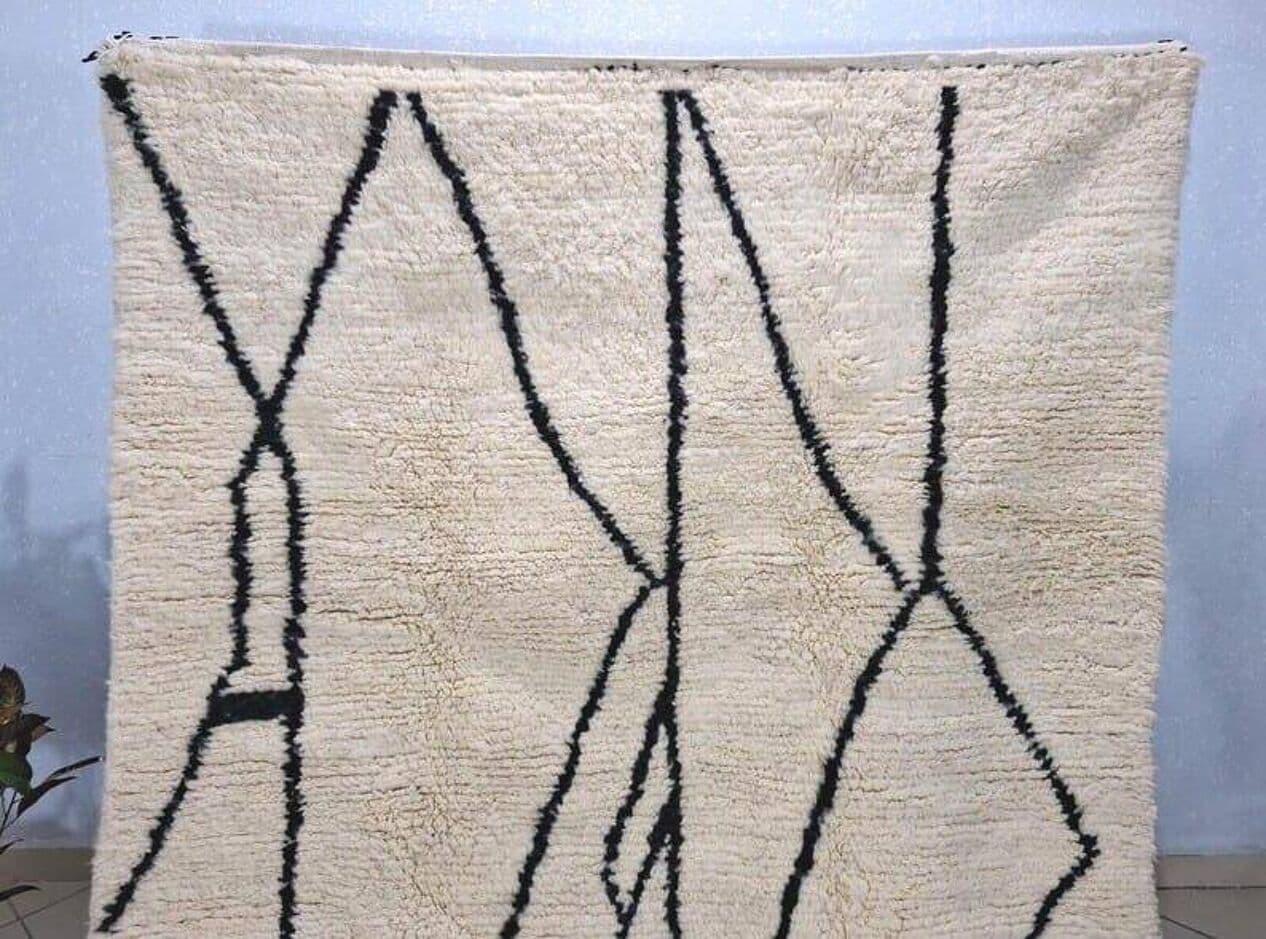 Ręcznie tkany dywan 160x240 cm, wełna, biały, Maroko - 205467