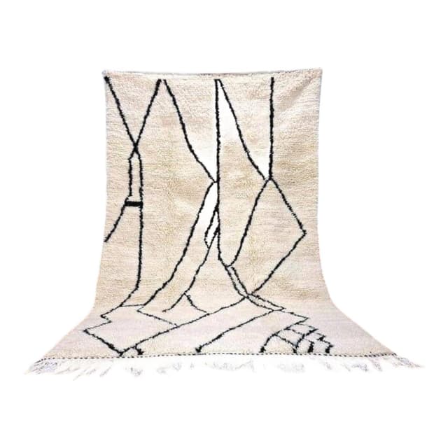 Ręcznie tkany dywan 160x240 cm, wełna, biały, Maroko - WYMIARY