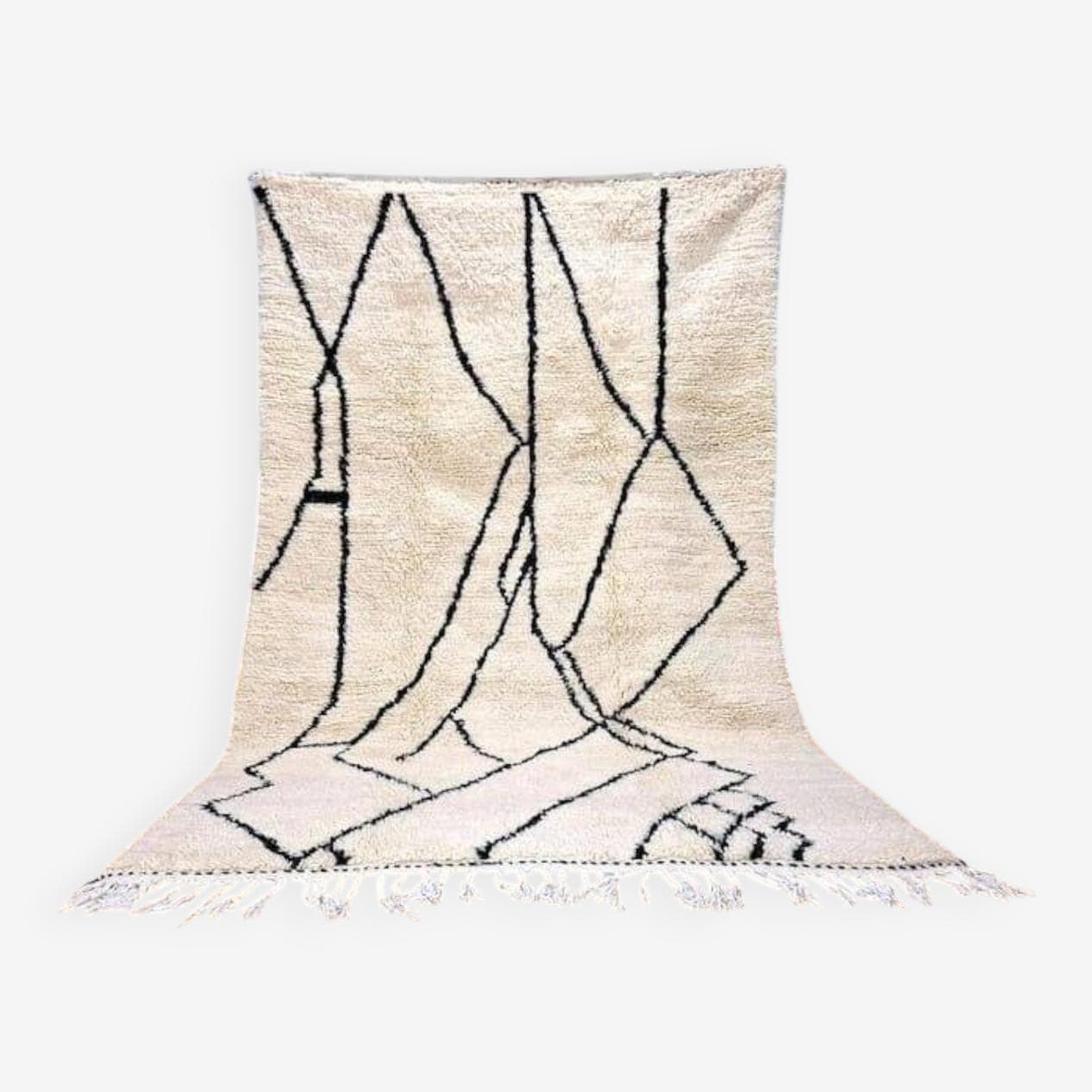 Ręcznie tkany dywan 160x240 cm, wełna, biały, Maroko - 205461