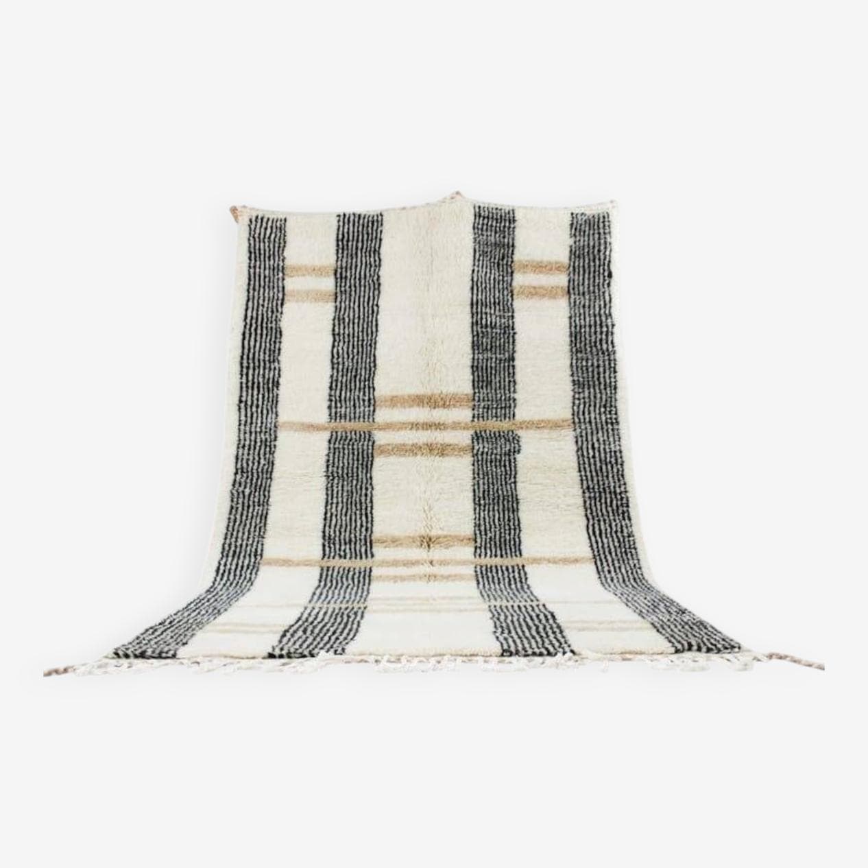 Ręcznie tkany dywan 100x200 cm, wełna, biały, beżowy, czarny, Maroko - 205442