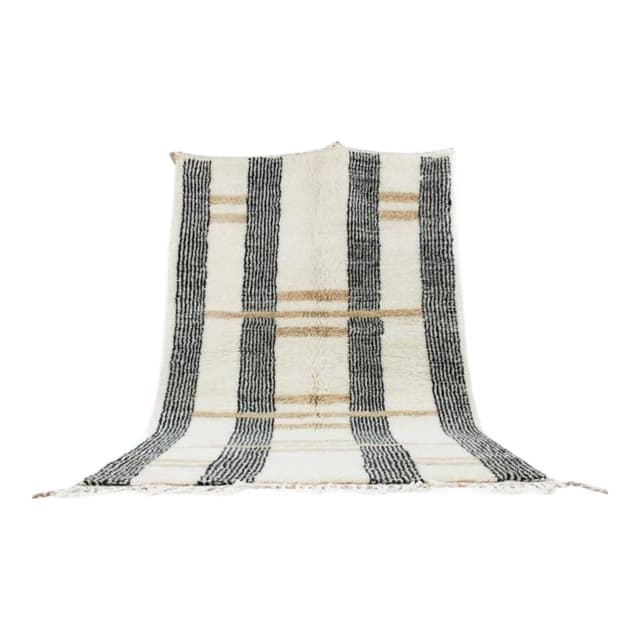 Ręcznie tkany dywan 100x200 cm, wełna, biały, beżowy, czarny, Maroko - WYMIARY