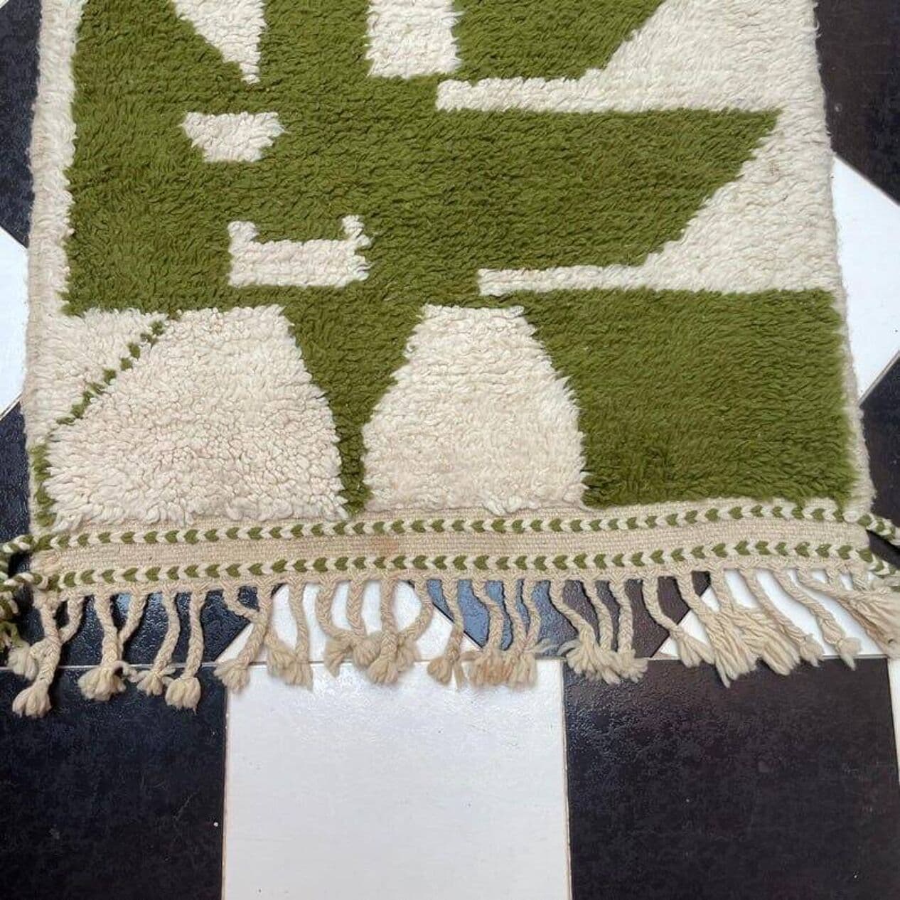 Ręcznie tkany dywan 100x200 cm, wełna, zielony, Maroko - 205416