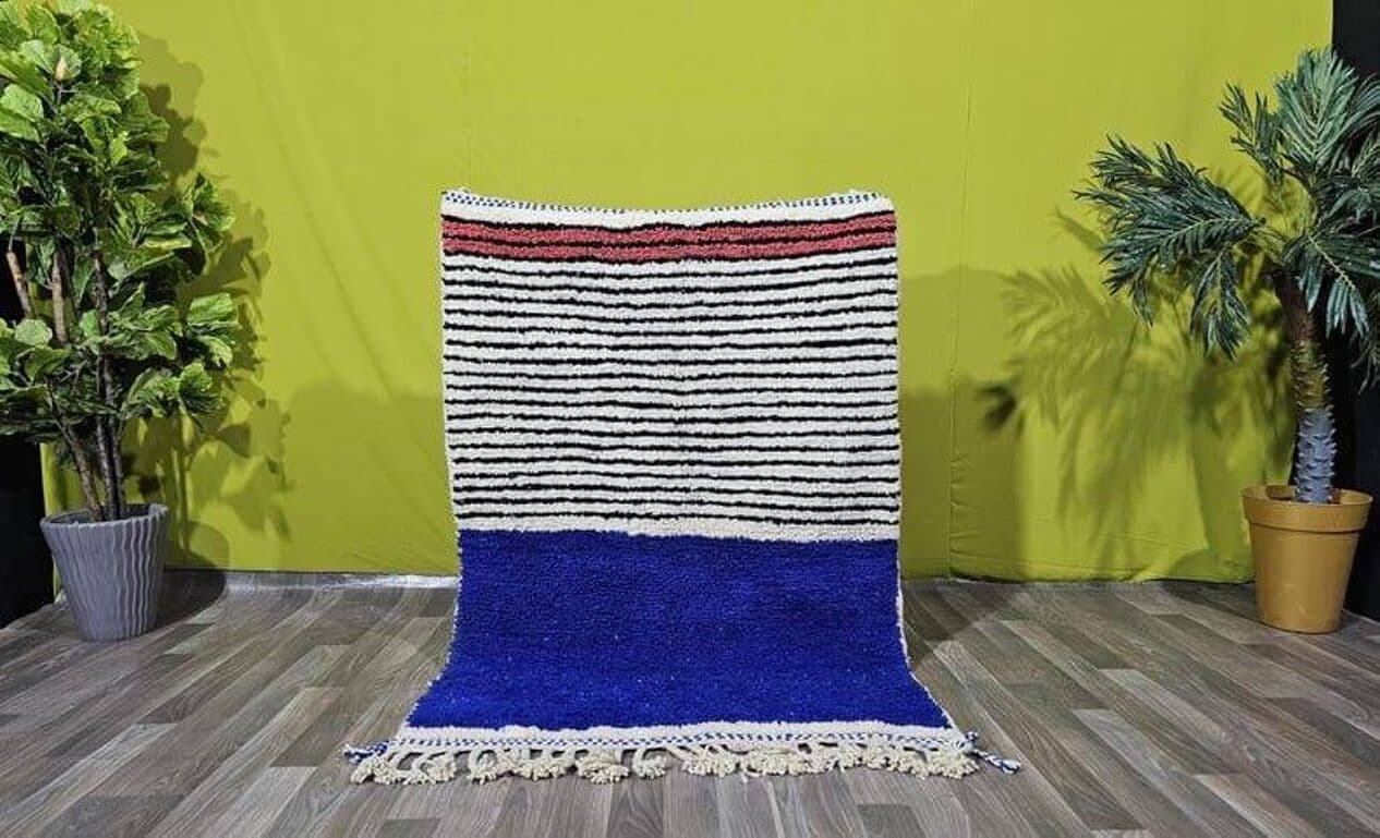 Ręcznie tkany dywan 150x250 cm, wełna, niebieski, Maroko - 205406