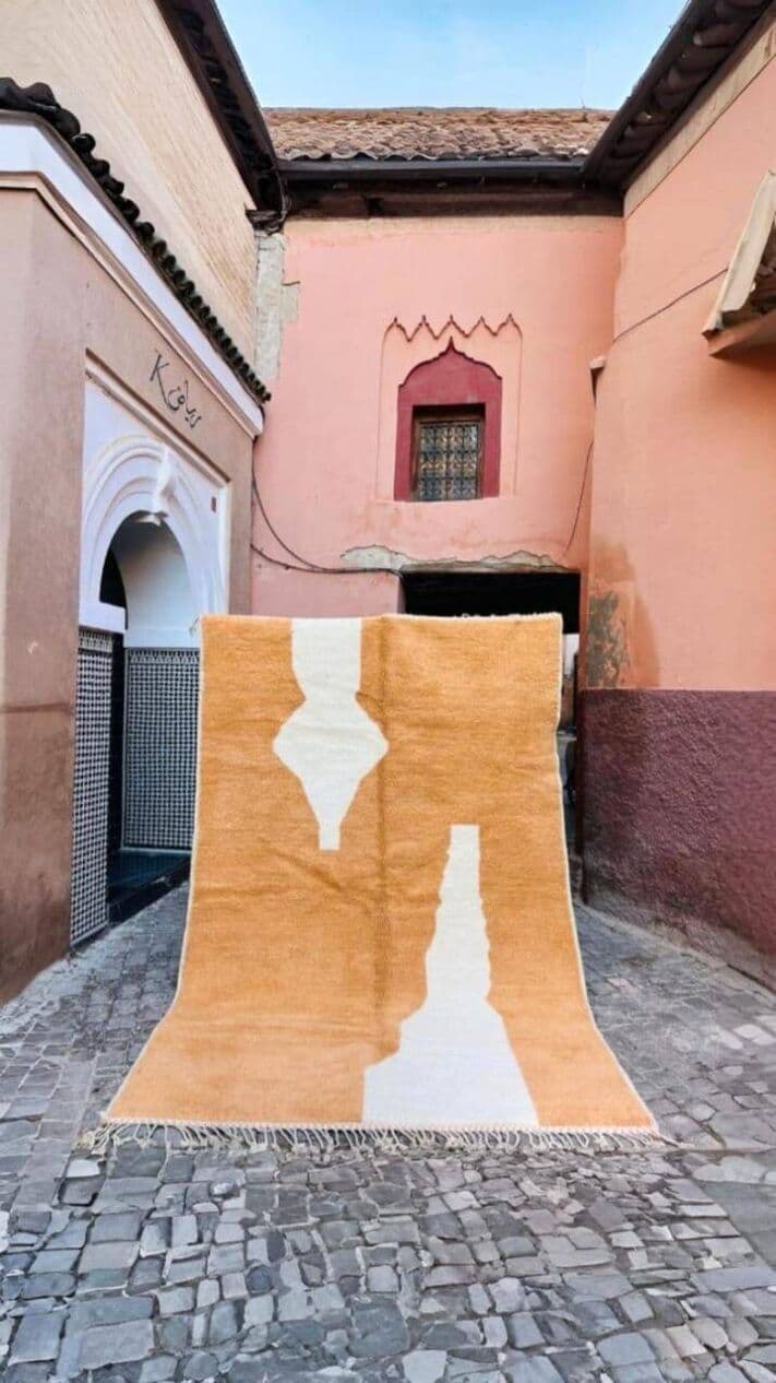 Ręcznie tkany dywan 150x250 cm, wełna, pomarańczowy, Maroko - 205389