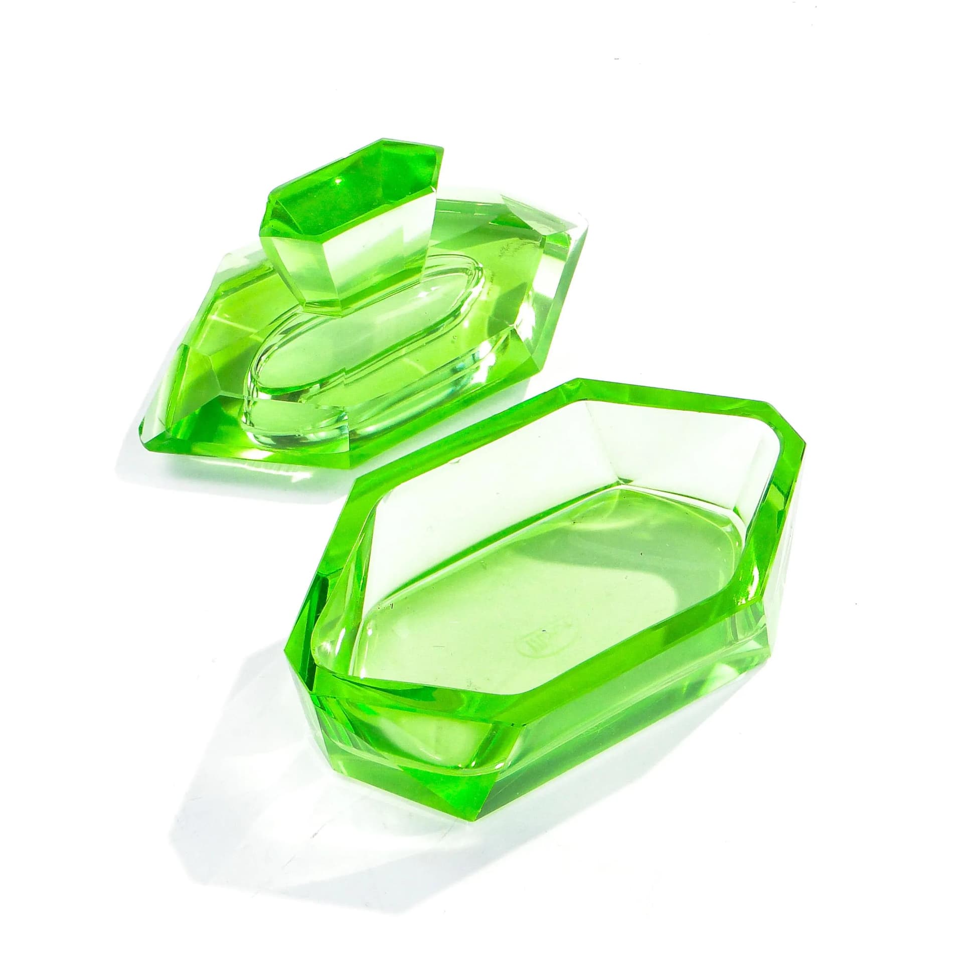 Bomboniera Art déco, turkus, kryształ, Moser, Czechosłowacja, lata 30. - 14284