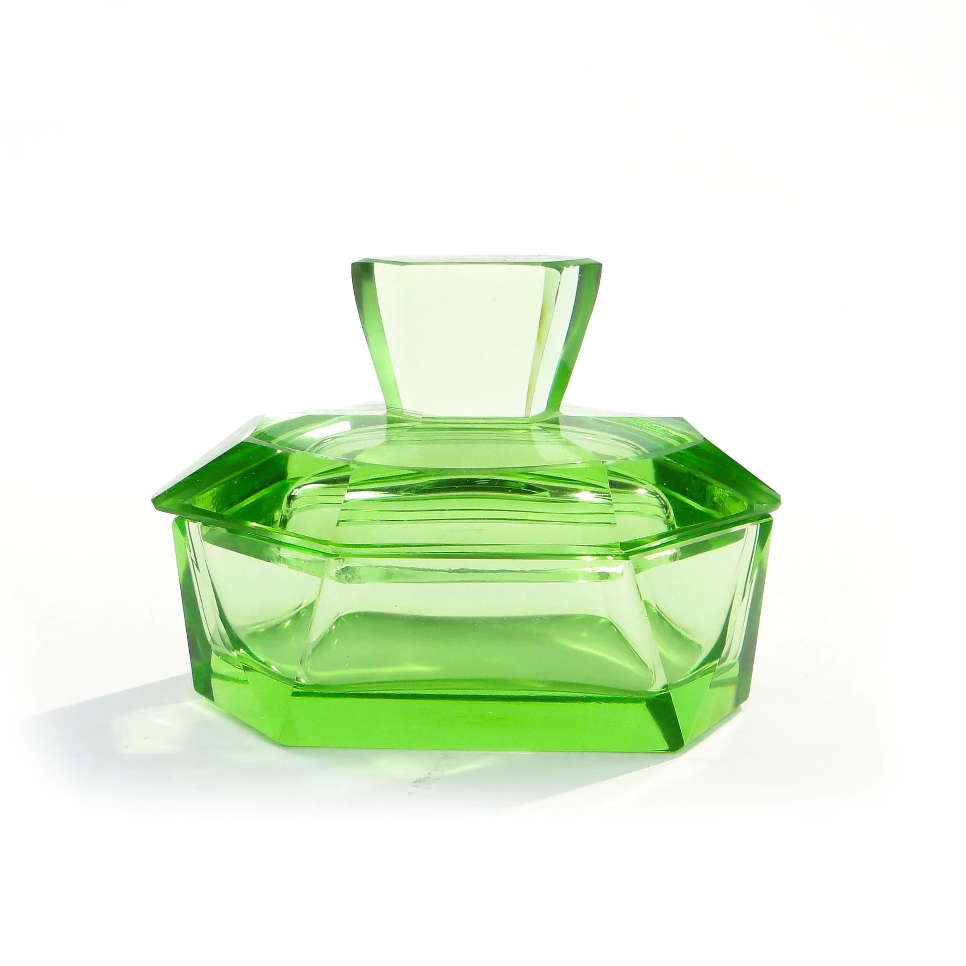 Bomboniera Art déco, turkus, kryształ, Moser, Czechosłowacja, lata 30. - 14288