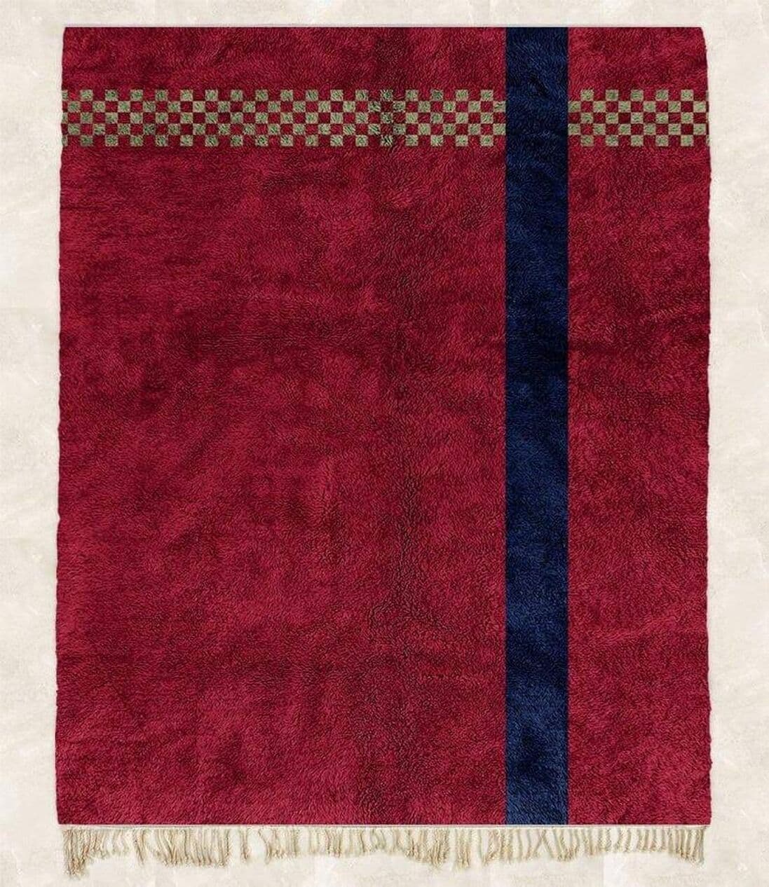 Ręcznie tkany dywan 150x250 cm, wełna, czerwony, granatowy, beżowy, zielony, Maroko - 205311