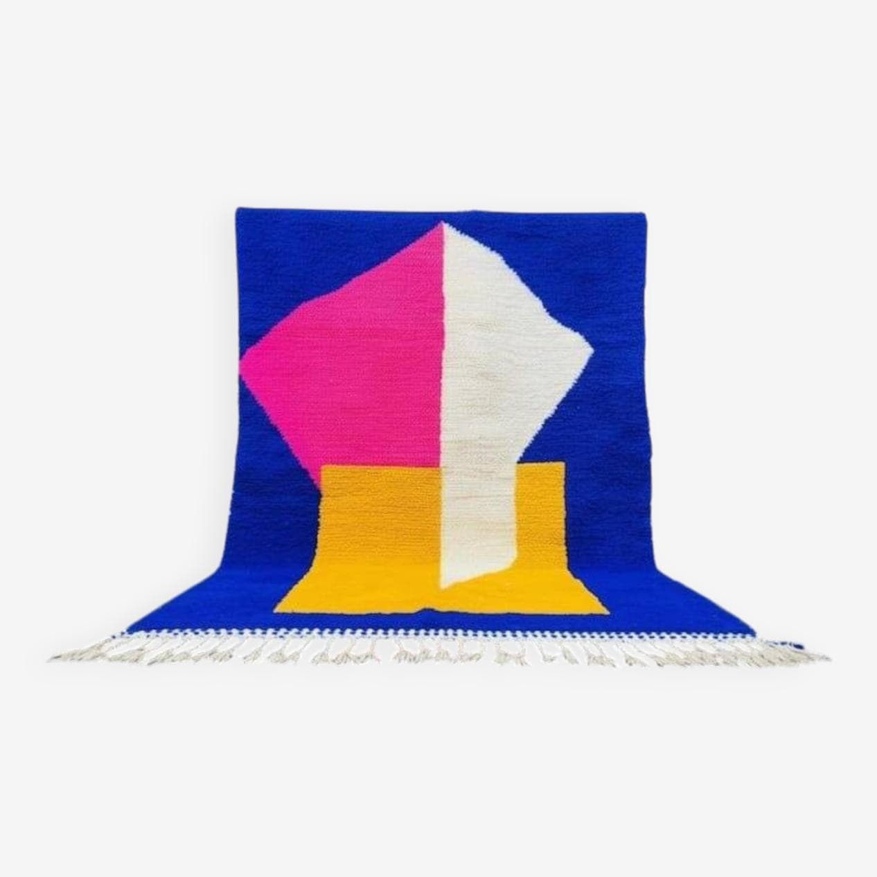 Ręcznie tkany dywan 150x250 cm, wełna, niebieski, różowy, żółty, biały, Maroko - 205217