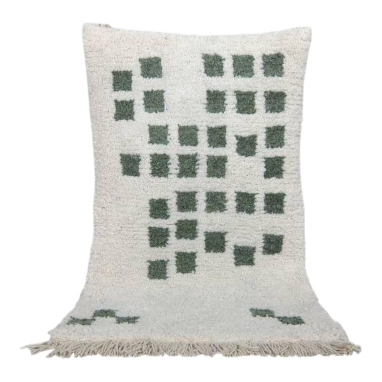 Ręcznie tkany dywan 150x250 cm, wełna, biały, zielony, beżowy, Maroko