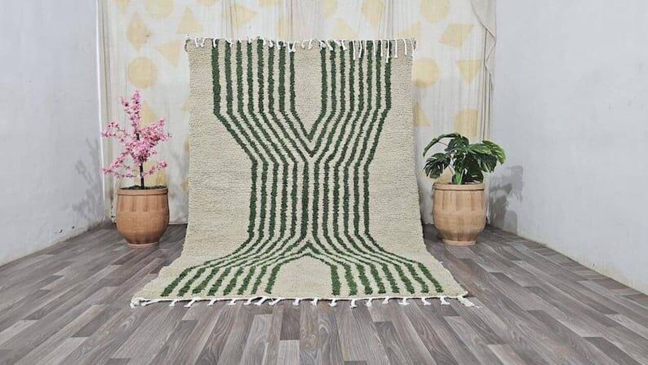 Ręcznie tkany dywan 150x250 cm, wełna, zielony, Maroko - 205115