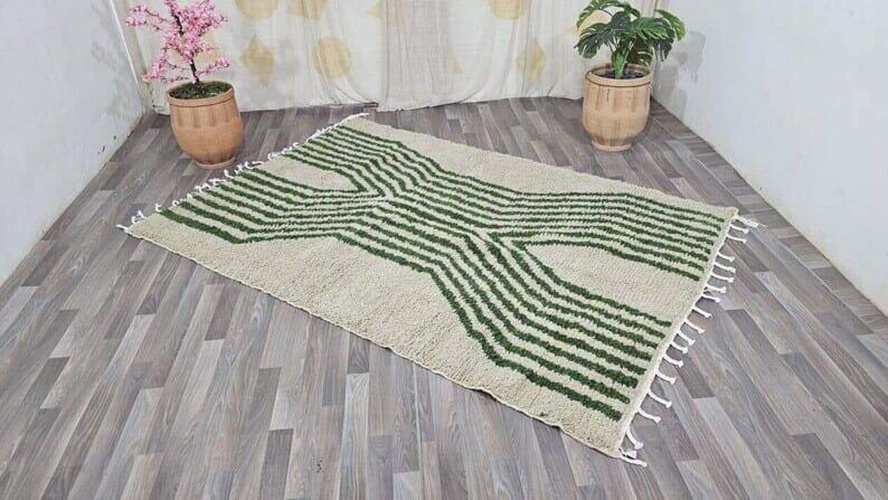 Ręcznie tkany dywan 150x250 cm, wełna, zielony, Maroko - 205116