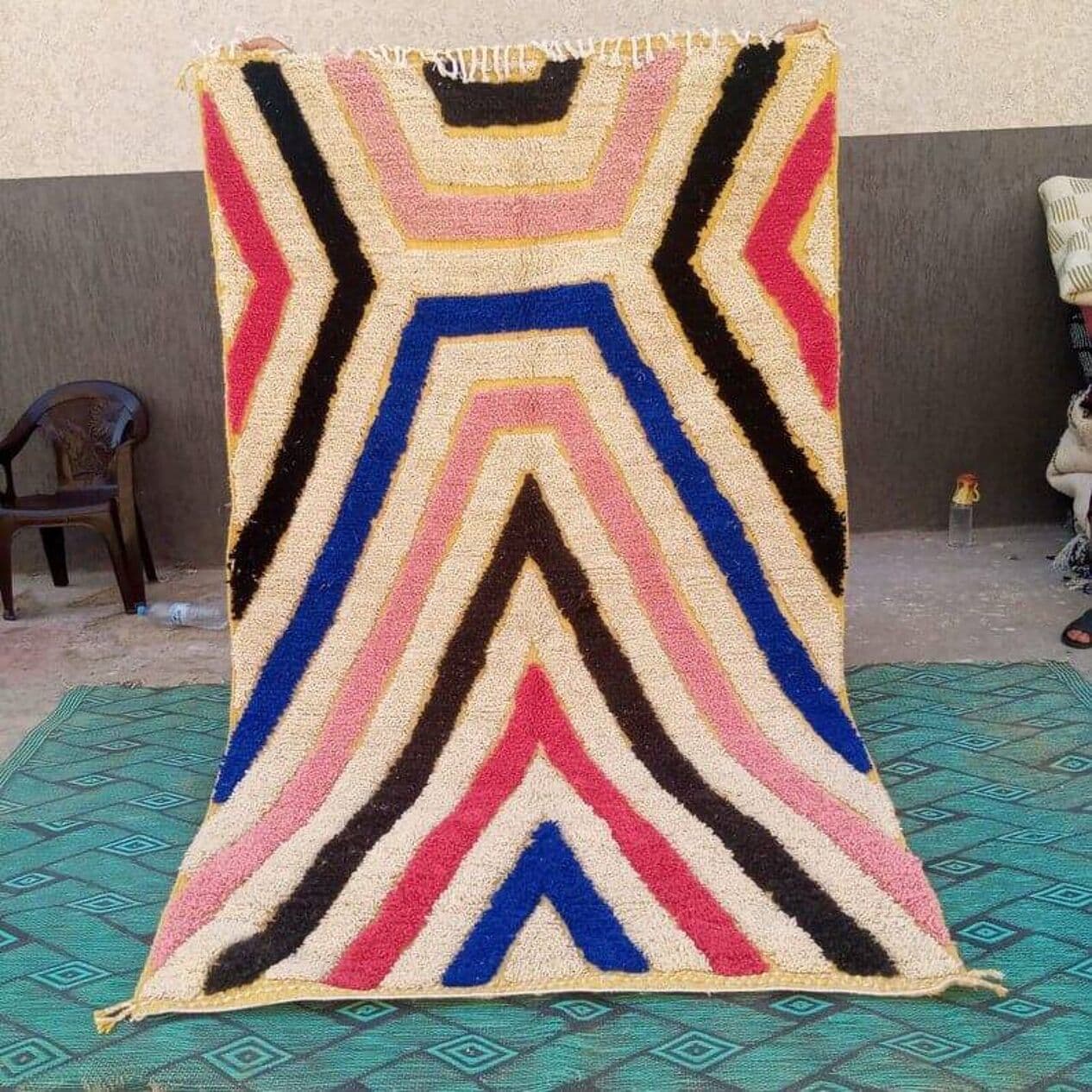 Ręcznie tkany dywan 150x250 cm, wełna, multikolor, Maroko - 205094