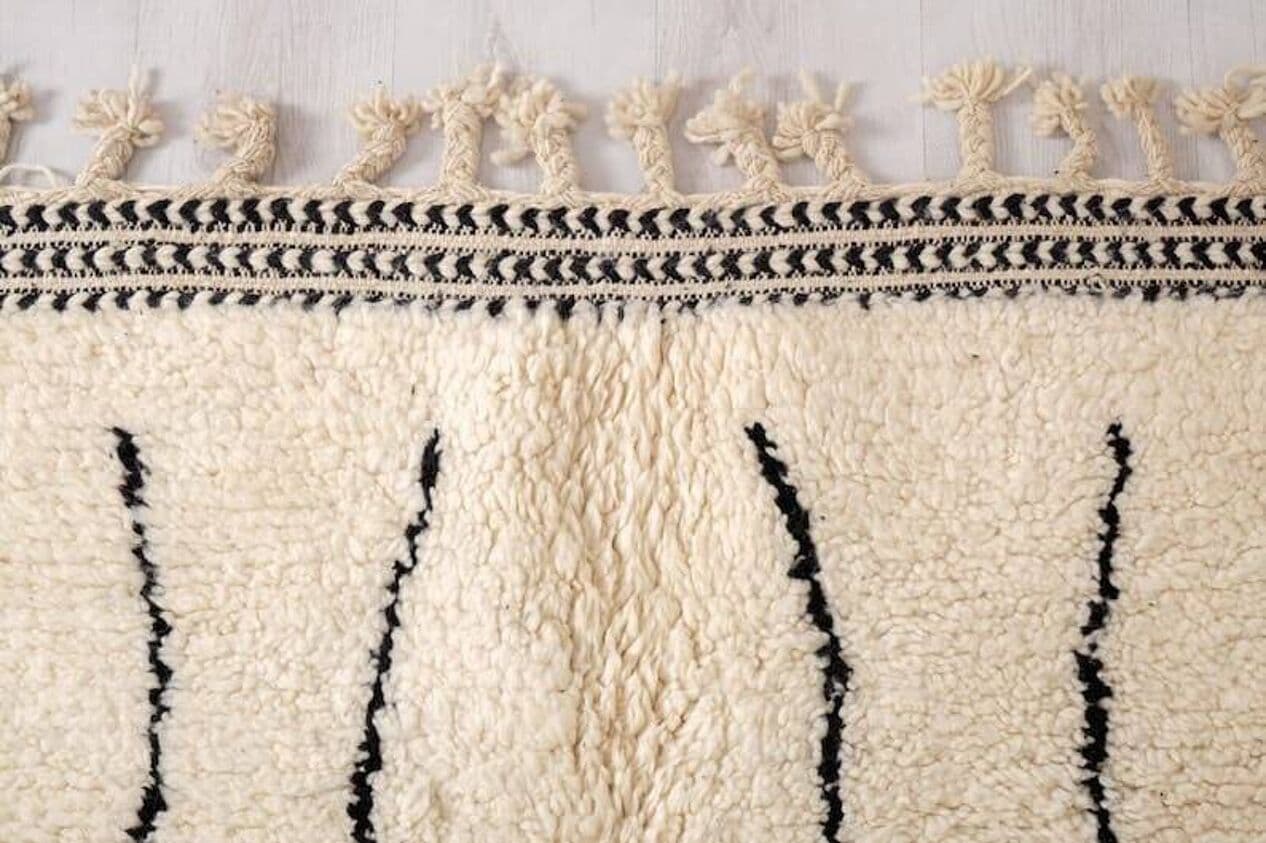 Ręcznie tkany dywan 150x250 cm, wełna, kość słoniowa, czarny, Maroko - 205077