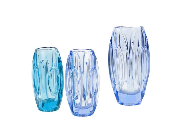 Wazon Optyczny 914, turkusowy, szkło, proj. R. Schrötter, Czechosłowacja, lata 50. - WYMIARY