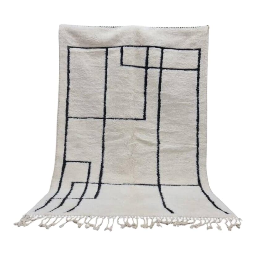 Ręcznie tkany dywan 200x300 cm, wełna, biały, Maroko