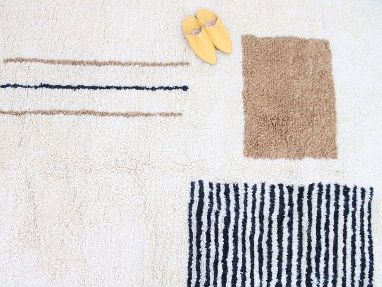 Ręcznie tkany dywan 200x250 cm, wełna, kremowy, beżowy, czarny, Maroko - 205008