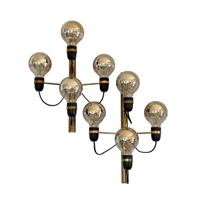 Para kinkietów, mosiądz złoty, Niemcy, lata 70.