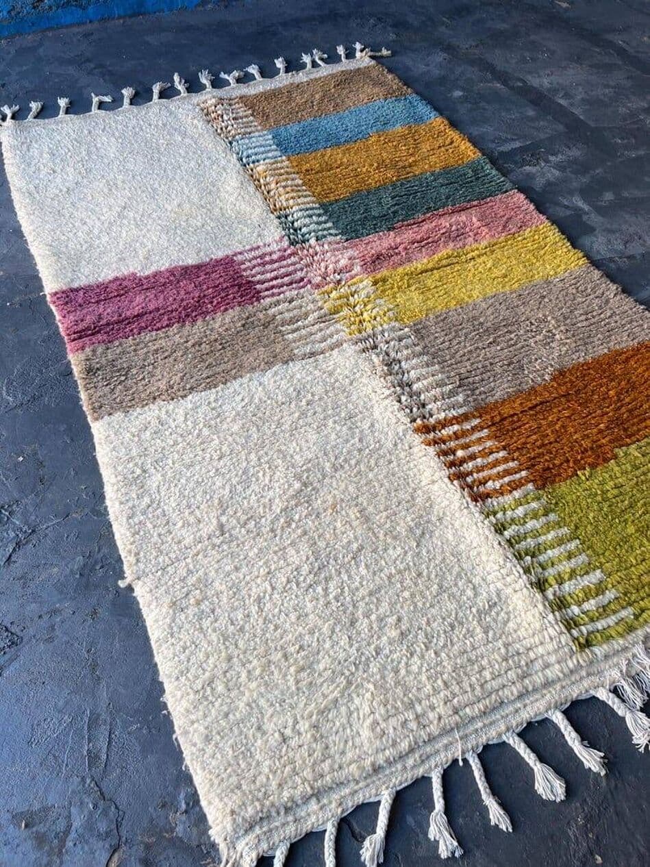 Ręcznie tkany dywan 100x200 cm, wełna, multikolor, Maroko - 204849