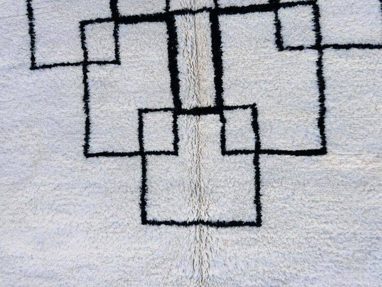 Ręcznie tkany dywan 150x250 cm, wełna, biały, czarny, Maroko - 204824