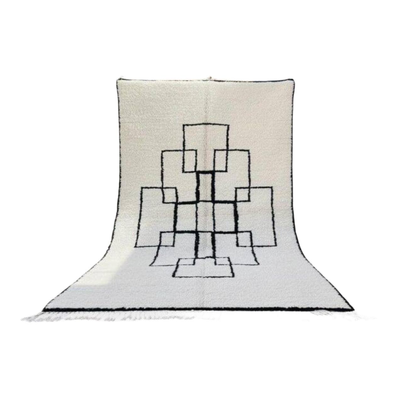 Ręcznie tkany dywan 150x250 cm, wełna, biały, czarny, Maroko