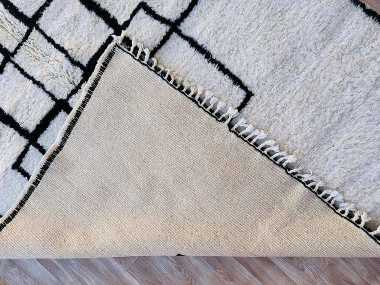 Ręcznie tkany dywan 150x250 cm, wełna, biały, czarny, Maroko - 204825
