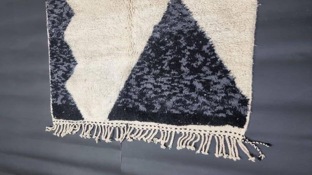 Ręcznie tkany dywan 150x250 cm, wełna, biały, czarny, Maroko - 204794