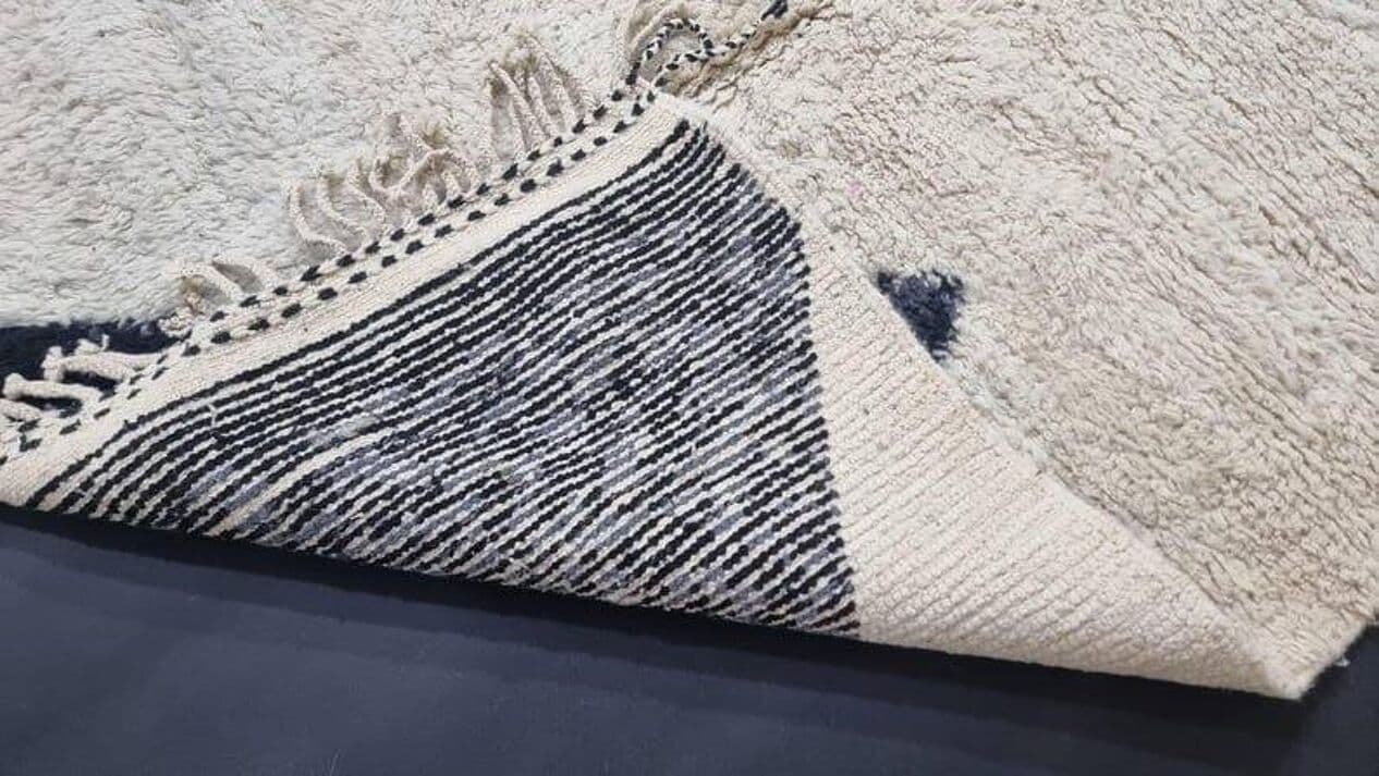 Ręcznie tkany dywan 150x250 cm, wełna, biały, czarny, Maroko - 204792