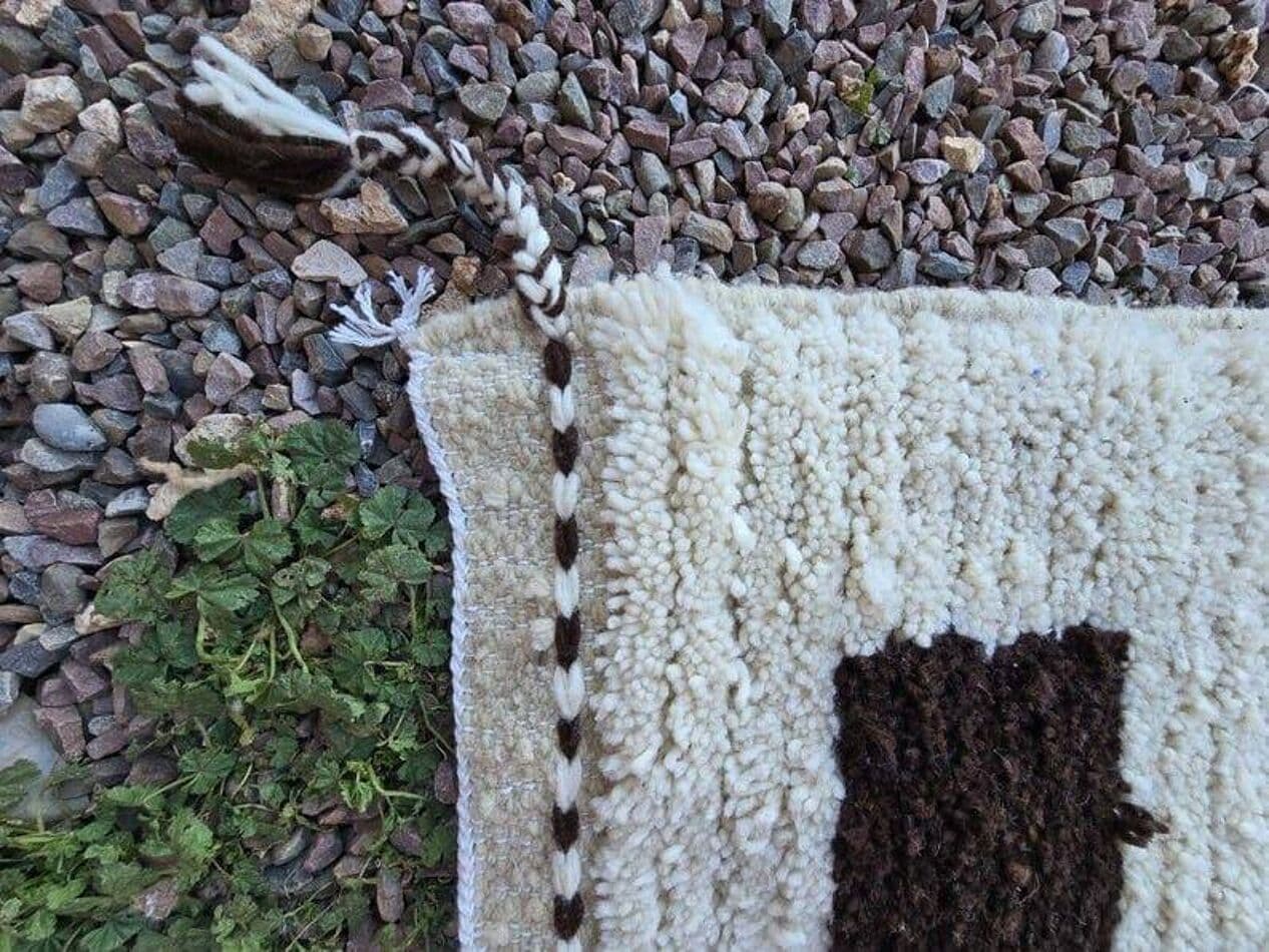 Hand-woven rug 150x250 cm, wool, white, Morocco - 204657