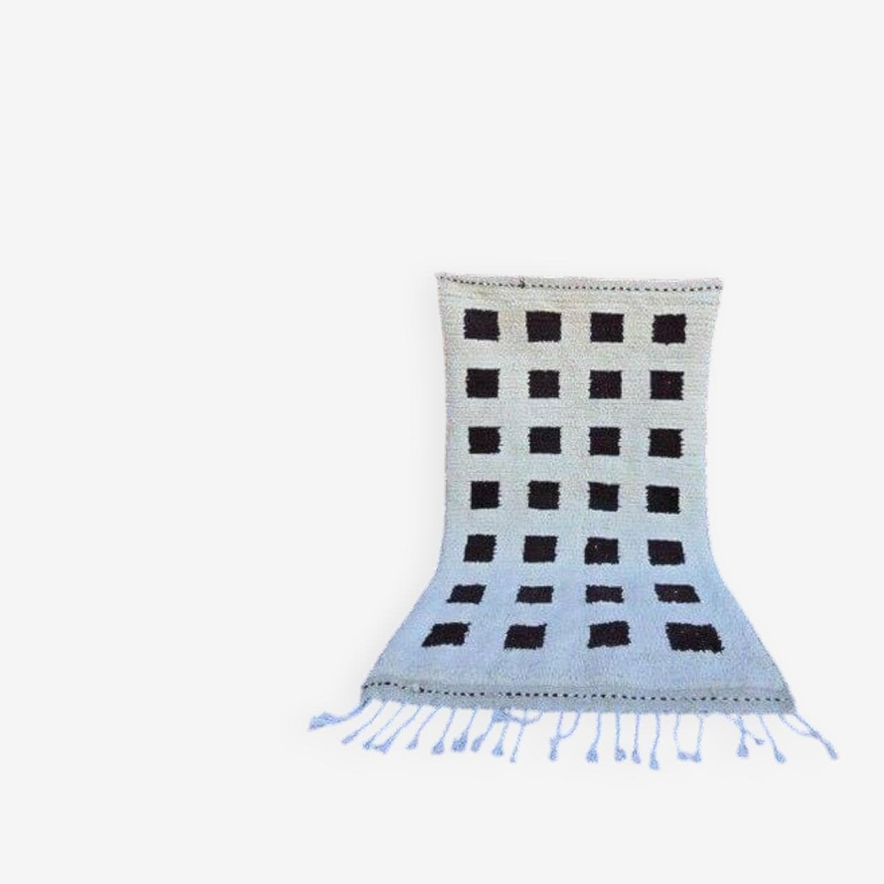 Hand-woven rug 150x250 cm, wool, white, Morocco - 204652