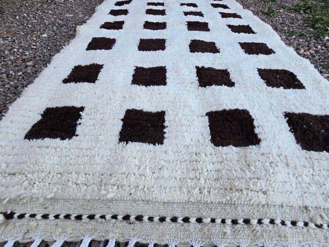 Hand-woven rug 150x250 cm, wool, white, Morocco - 204658