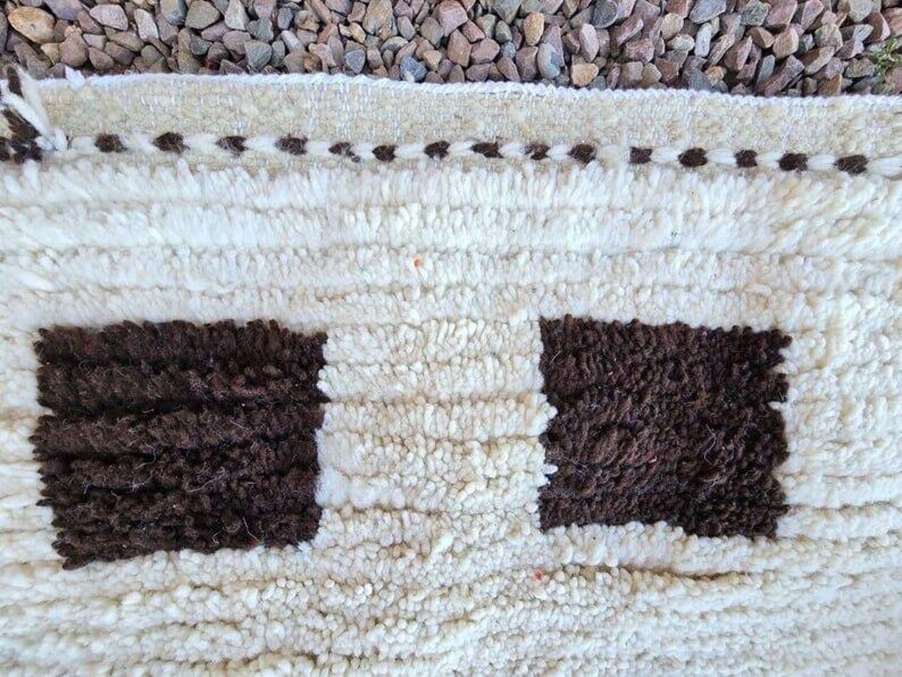 Hand-woven rug 150x250 cm, wool, white, Morocco - 204653