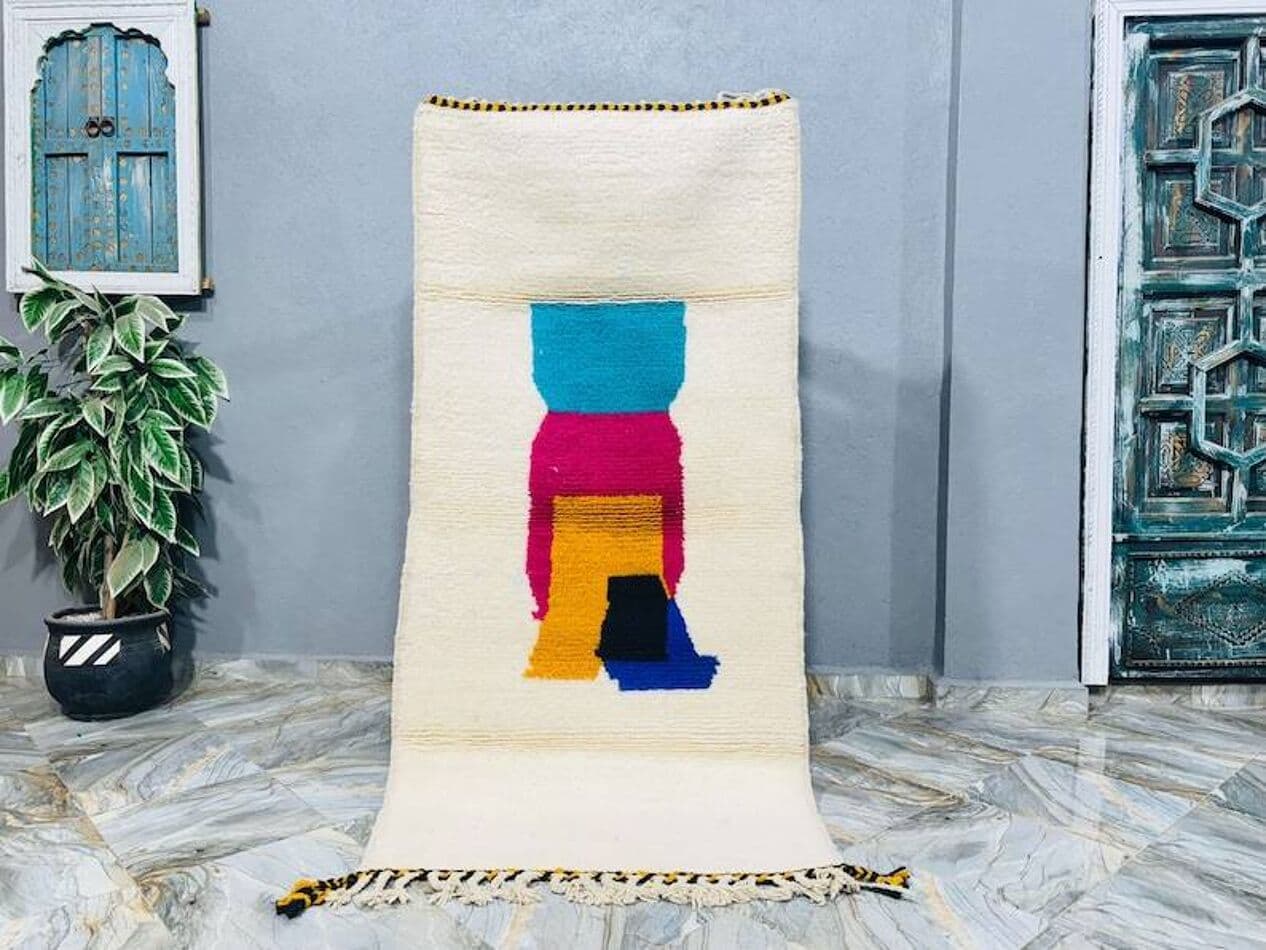 Ręcznie tkany dywan 100x200 cm, wełna, multikolor, Maroko - 204621